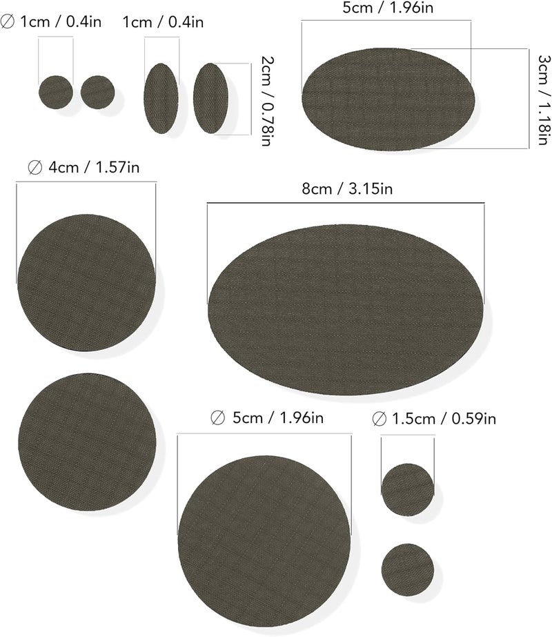 aZengear Repair Patches for Jackets, Tent, Shoe Toe, Air Mattress, Inflatables, PVC Gear - Waterproof, Self-Adhesive, Tear-Cold-Heat-Resistant, Down Puffer Coat (11 Pcs, Charcoal Brown) - Image 3